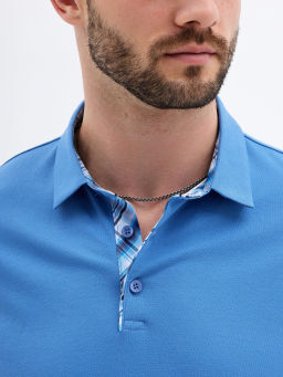 Джемпер мужской с воротником поло короткий рукав GREG G144-PO1246T-SAS5047 (джинс)