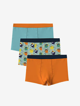 Bask?l? Erkek ?ocuk Boxer 3l?