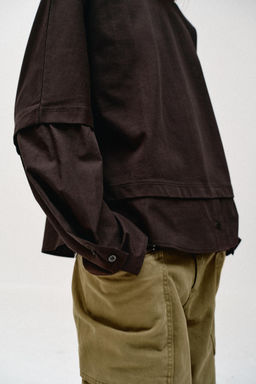 CAMISETA COMBINADA POPEL?N / Marr?n chocolate - Zara фото 5