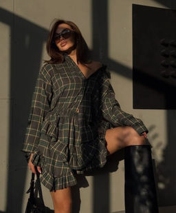 K12596 Костюм: рубашка и юбка OVER SIZE, хлопок ТМ_ЗЕЛЕНЫЙ