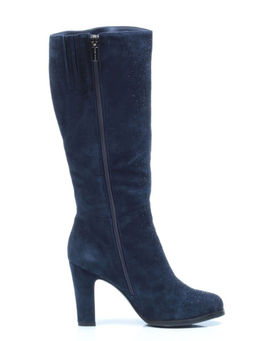 02-F65-011M DARK BLUE Сапоги зимние женские (натуральная замша, натуральный мех (полностью))