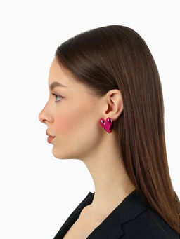 Серьги металл «Сердце» с изгибом, цвет розовый