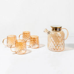 Набор из 5 предметов AROMA: кувшин 1,8 л + 4 круж. по 300 мл из рельефного цветного стек.арт.107859 /MALLONY/