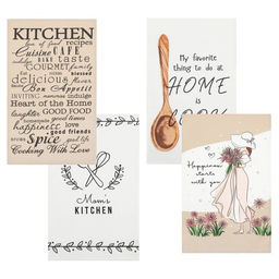 Набор кухонных полотенец Доляна Happiness, 35?60 см -4 шт., 100% хлопок, вафля 160 г/м?