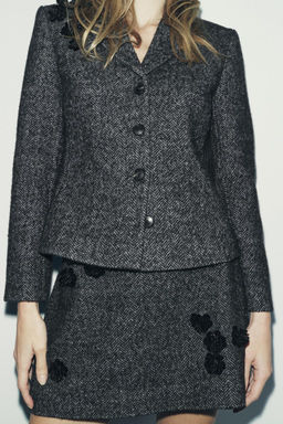 EMBROIDERED HERRINGBONE BLAZER - ZW COLLECTION - Zara фото 2