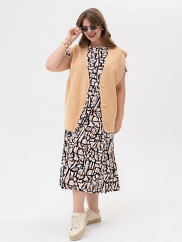 Платье хлопок 100%,бело-бежевое - Binita фото 3