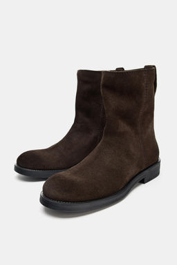 FLAT SPLIT SUEDE ANKLE BOOTS - Zara фото 4
