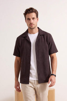 Bej Regular Fit Islemeli Nak?sl? Yazl?k Erkek Gomlek TMNSS25GO00081 - Trendyolmilla фото 12