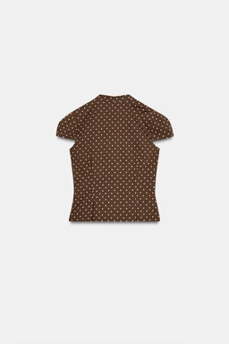TOP POPEL?N LUNARES / marron/blanco - Zara фото 6