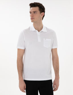 Beyaz Regular Fit %100 Pamuk Polo Yaka Basic Ti__rt
