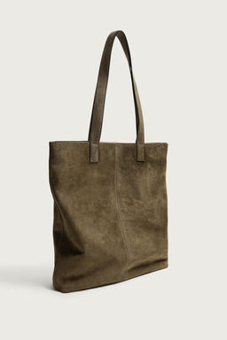 BOLSO SHOPPER PIEL / Verde Caqui - Zara фото 2