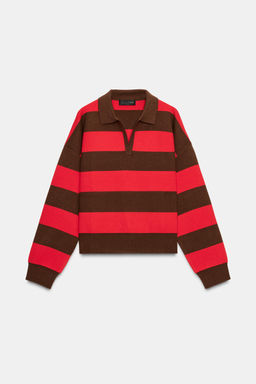 STRIPED KNIT POLO JUMPER - Zara фото 6