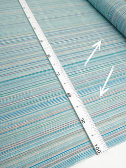 Полулен пестротканый "Бирюзово-голубой меланж - полоска", СОРТ2, ш.1.5м, лен-50%, хлопок-50%, 150гр/м.кв