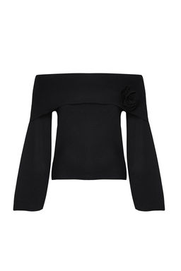 Bordo Gul Detayl? Carmen Yaka Triko Kazak TWOAW25KZ00373 - Trendyolmilla фото 9