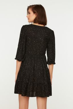 TRENDYOLMILLA K?rm?z? Retro Bask?l? Skater/Belden Ac?lan Kruvaze Yaka Mini Esnek Orme Elbise TWOAW22EL0104  фото 15