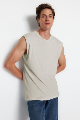 TRENDYOL MAN Siyah Basic Regular/Normal Kesim %100 Pamuk Kolsuz Atlet/T-Shirt TMNSS20AL0067