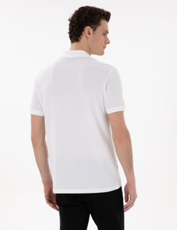 Beyaz Regular Fit %100 Pamuk Polo Yaka Basic Ti__rt