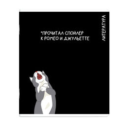 Тетрадь предметная арт. 69832/ 16 КОТЫ МЕМЫ ЛИТЕРАТУРА /48 л., А5+, вн.блок - линия, белый офсет,