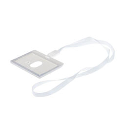 Цена за 20 шт. Бейдж - карман горизонтальный, внешний размер 100×74 мм, внутренний размер 90×54 мм, светло-серый, с лентой, жёсткокаркасный