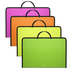 Цена за 4 шт. Папка на молнии пластиковая ErichKrause Matt Neon, с ручками, A4, ассорти (в пакете по 4 шт.)