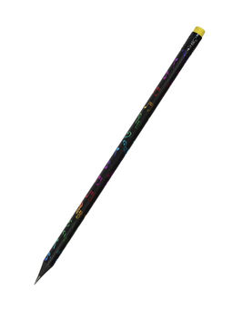 Цена за 12 шт. Карандаш чернографитный Calligrata, НВ, с ластиком, круглый, пластиковый, чёрный корпус с рисунком