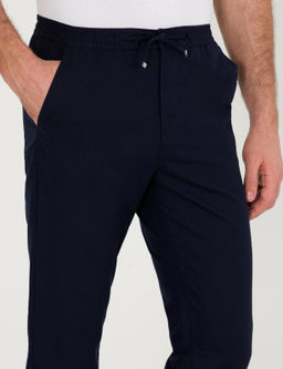 Темно-синие брюки из льняной ткани морковного кроя - Cacharel фото 6