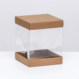 Цена за 10 шт. Коробка с PVC Мини Крафт, 10?10?12 см