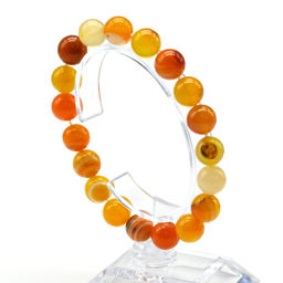 Браслет шарик 10мм из агата тонированного цв.оранжевый Радуга камня