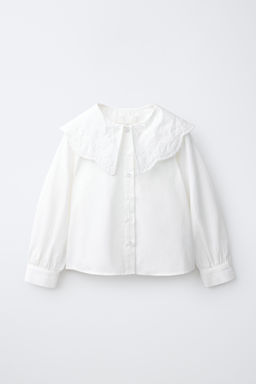 CAMISA CUELLO BOBO BORDADO / Blanco