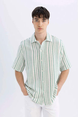 Рубашка в полоску с коротким рукавом Relax Fit - Defacto фото 4