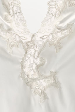 SATIN BODYSUIT WITH EMBROIDERY AND LACE - Zara фото 8