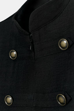 CAMISA BOTONES MANGA SISA / Negro