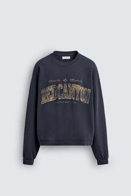 WASHED SWEATSHIRT WITH SLOGAN PRINT