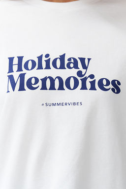 TRENDYOLMILLA Beyaz Bask?l? Premium %100 Pamuk Relaxed/Rahat Kesim Orme T-Shirt TWOSS24TS00178  фото 16