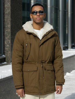 Парка мужская зимняя удлиненная с мехом темно-коричневого цвета 2606TK - Mtforce фото 18