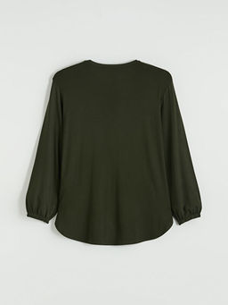 Bisiklet Yaka Balon Kollu Oversize Bluz