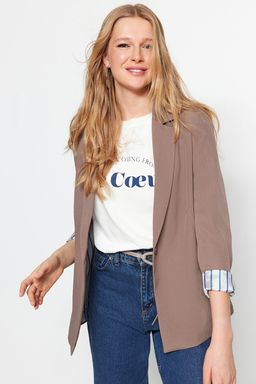 TRENDYOLMILLA Siyah Regular Astar Detayl? Dokuma Blazer Ceket TWOAW20CE0316 фото 5