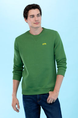 Ye_il Bisiklet Yaka Basic Sweatshirt