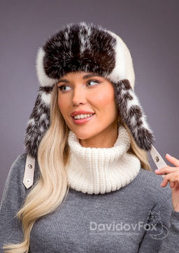 Ушанка норка трикотаж долматин