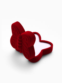 Футляр под серьги, кольцо Бабочка, бархатный, 5?5.5 см, красный