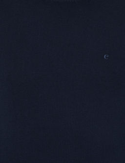 Базовый трикотажный свитер приталенного кроя темно-синего цвета с круглым вырезом - Cacharel фото 6