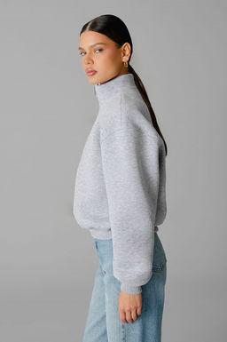 Арт. 1904 Свитшот женский с начесом полузамок 42-50 (5 шт) Цвет:серый меланж - Калинка фото 5