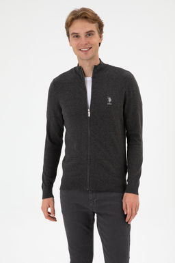 Erkek Slim Fit Antrasit Melanj Triko H_rka