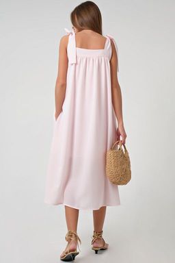 Сарафан миди на бретельках бледно-сиреневый - Fly фото 13