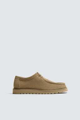 LEATHER MOC TOE SHOES - Zara фото 4