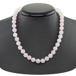 Бусы розовый кварц, круглые 10мм, короткие 46см
