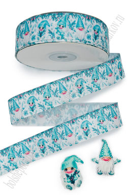 Лента репсовая 2,5 см*25 ярд с рисунком "Гномики" SF-6131, №2