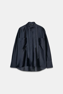 SHIRT WITH POCKETS AND TIE ZW COLLECTION - Zara фото 4