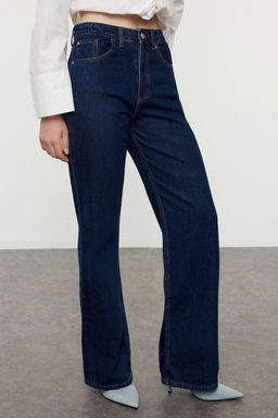Koyu Mavi Yuksek Bel Wide Leg Jeans TWOAW25JE00073