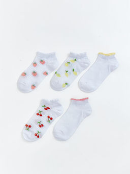 Meyve Desenli K?z ?ocuk Patik ?orap 5li